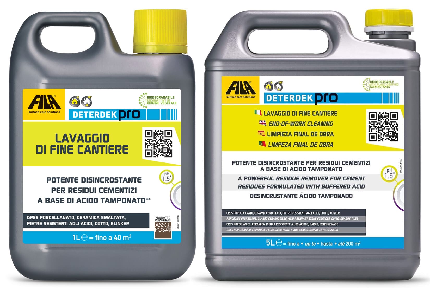 Fila Deterdek Pro 1 o 5 LT Detergente Disincrostante Acido Clinker Gres  Pietre