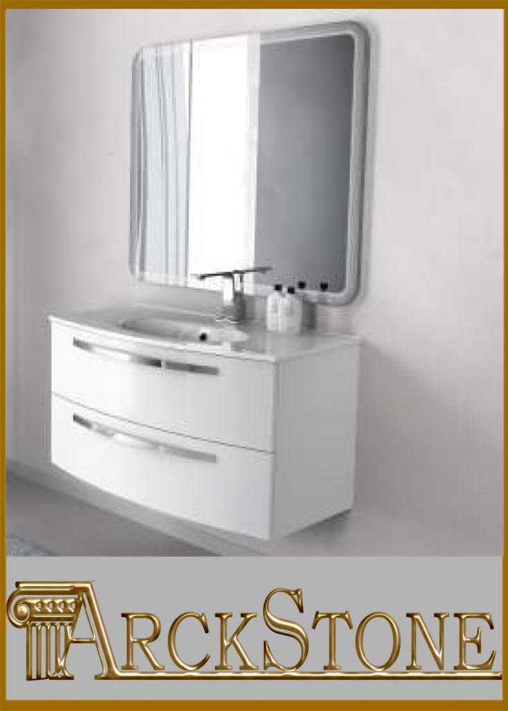 Mobile bagno sospeso moderno 100 cm larice con lavabo ceramica